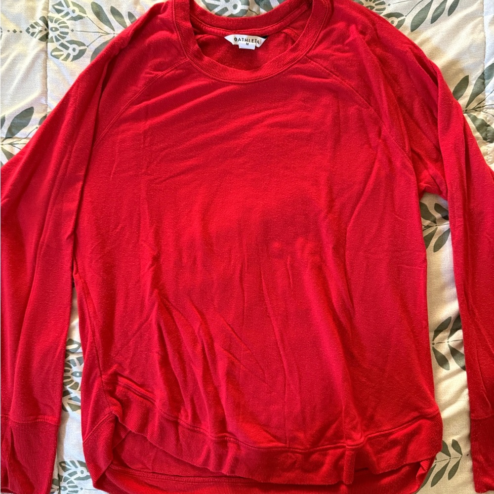 Athleta Bold Red Crew Neck Sweater